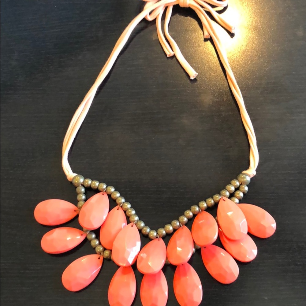 Coral teardrop statement necklace